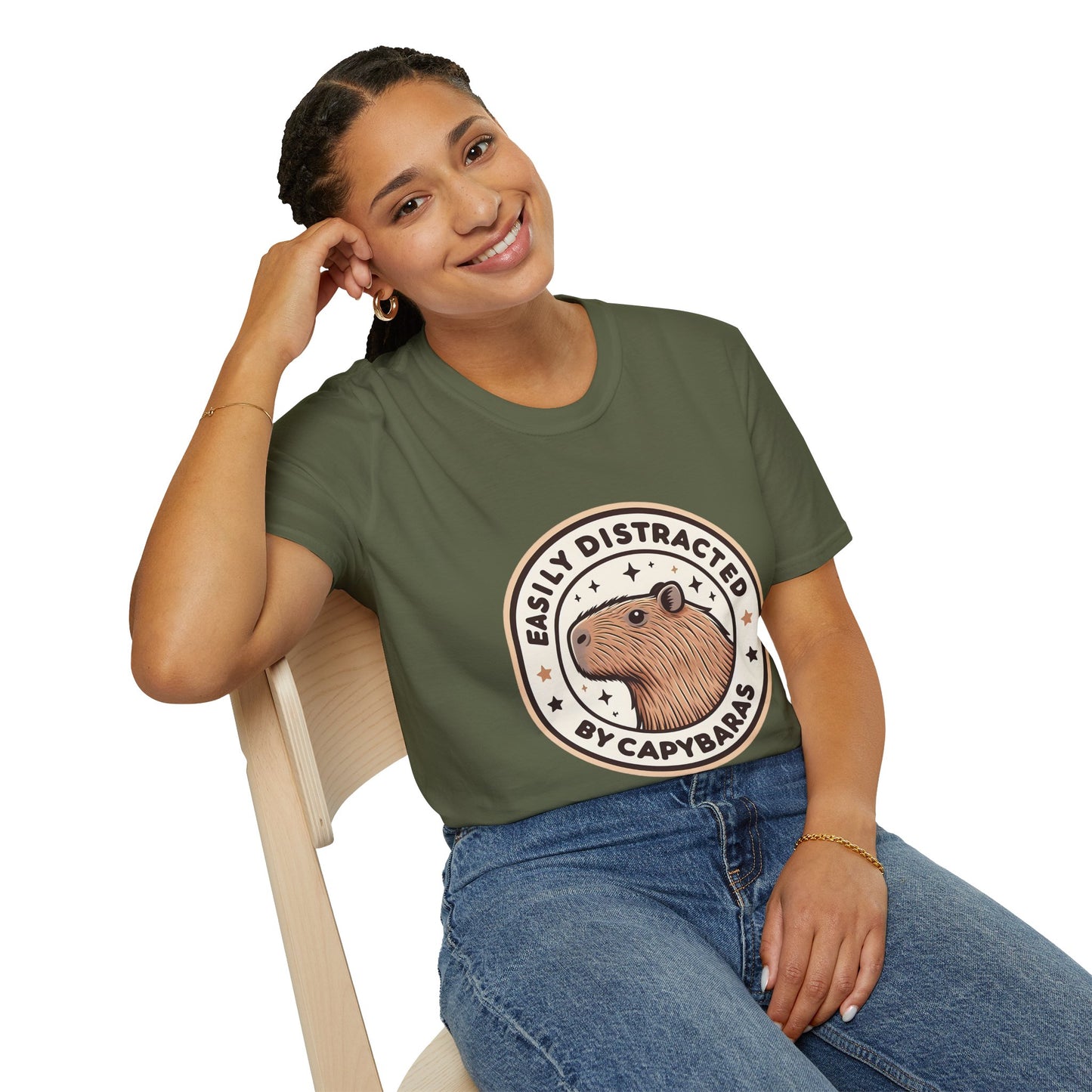 Funny Easily Distracted by Capybaras Unisex Tee