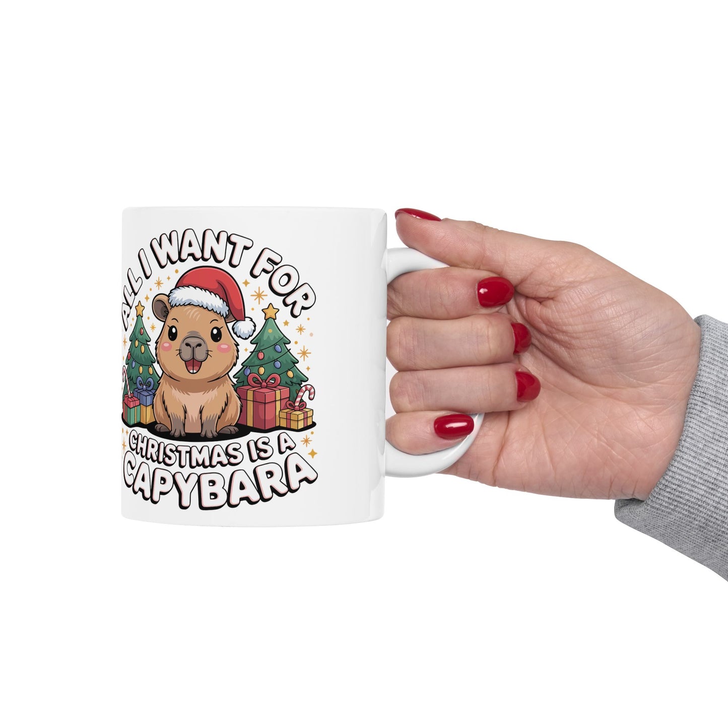Christmas Capybara Mug — "All I Want for Christmas Is a Capybara" (11oz & 15oz)