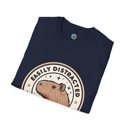 Funny Easily Distracted by Capybaras Unisex Tee