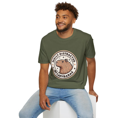 Funny Easily Distracted by Capybaras Unisex Tee