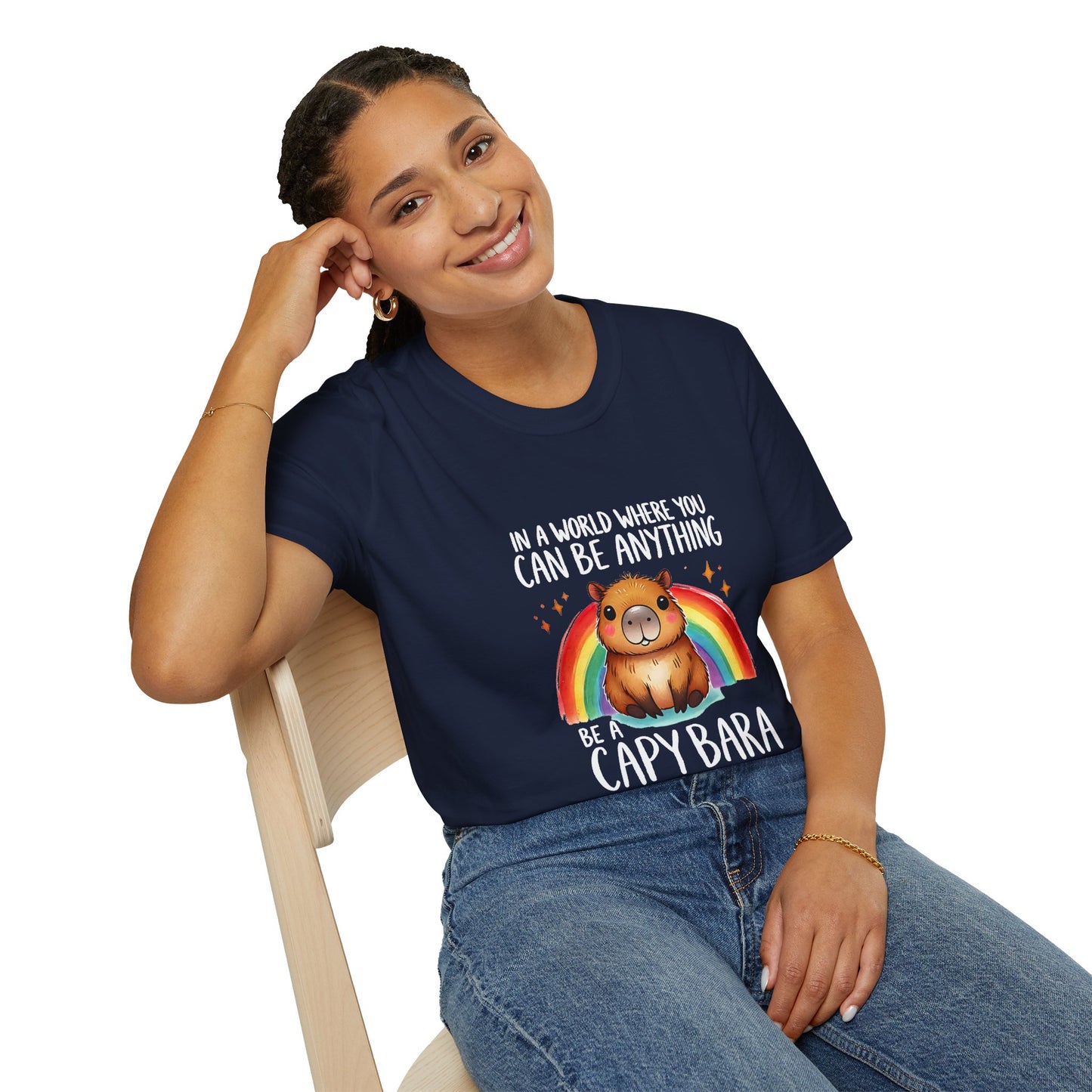 Be a Capybara Cute Rainbow Capybara Art Tee