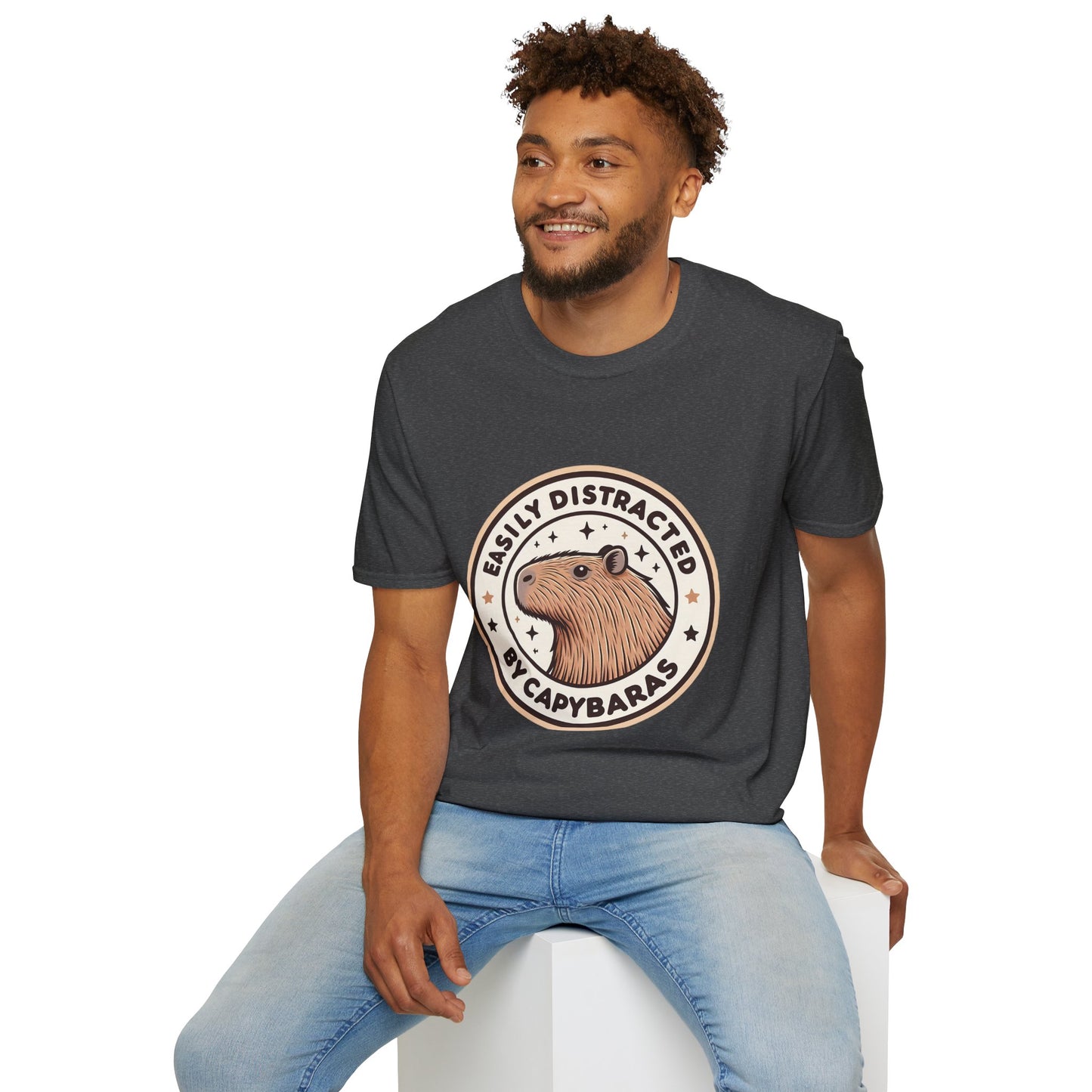 Funny Easily Distracted by Capybaras Unisex Tee
