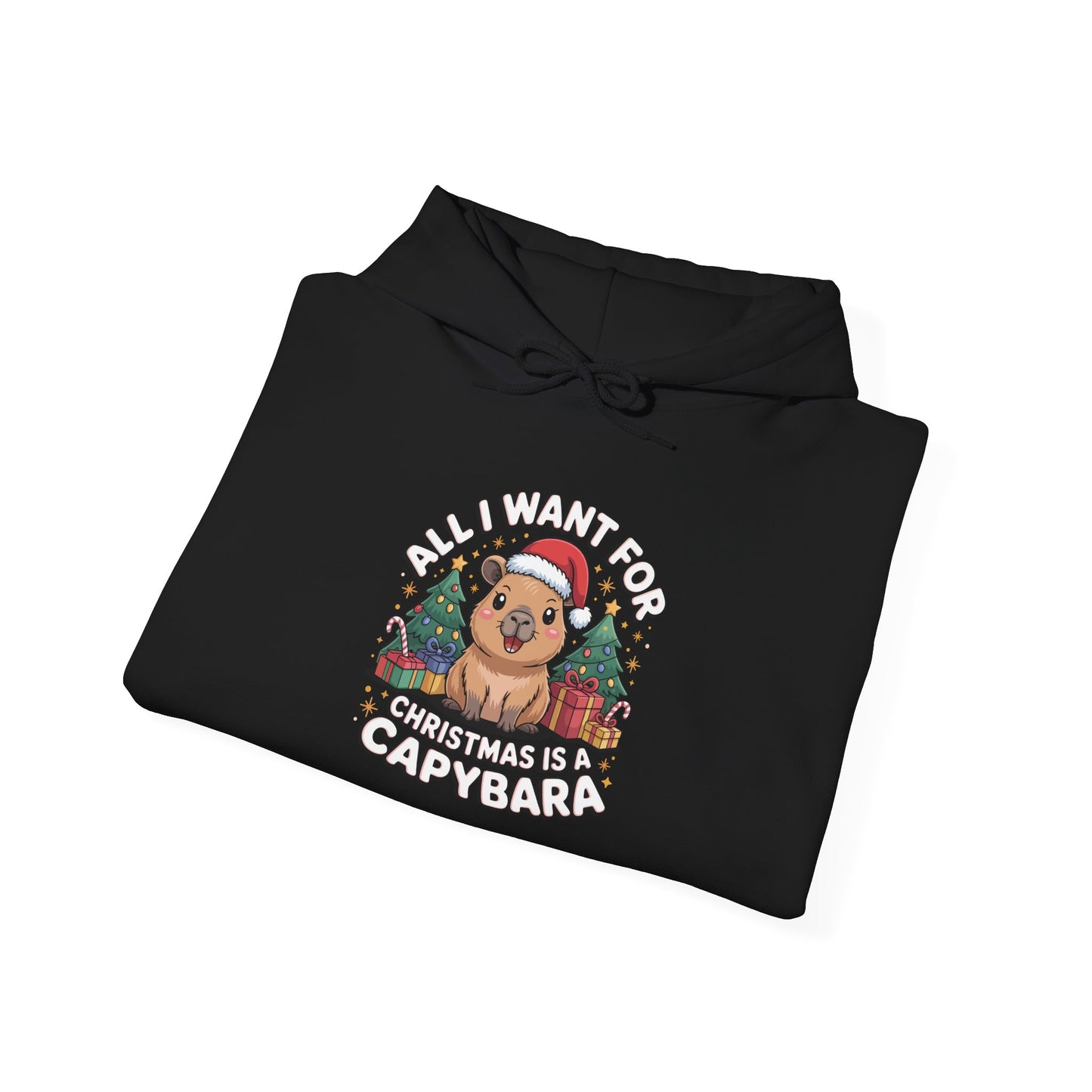 Capybara Christmas Hoodie — "All I Want for Christmas is a Capybara" Cute Holiday Hoodie