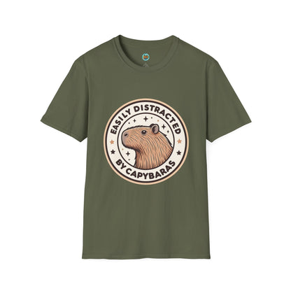 Funny Easily Distracted by Capybaras Unisex Tee