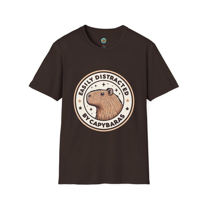 Funny Easily Distracted by Capybaras Unisex Tee