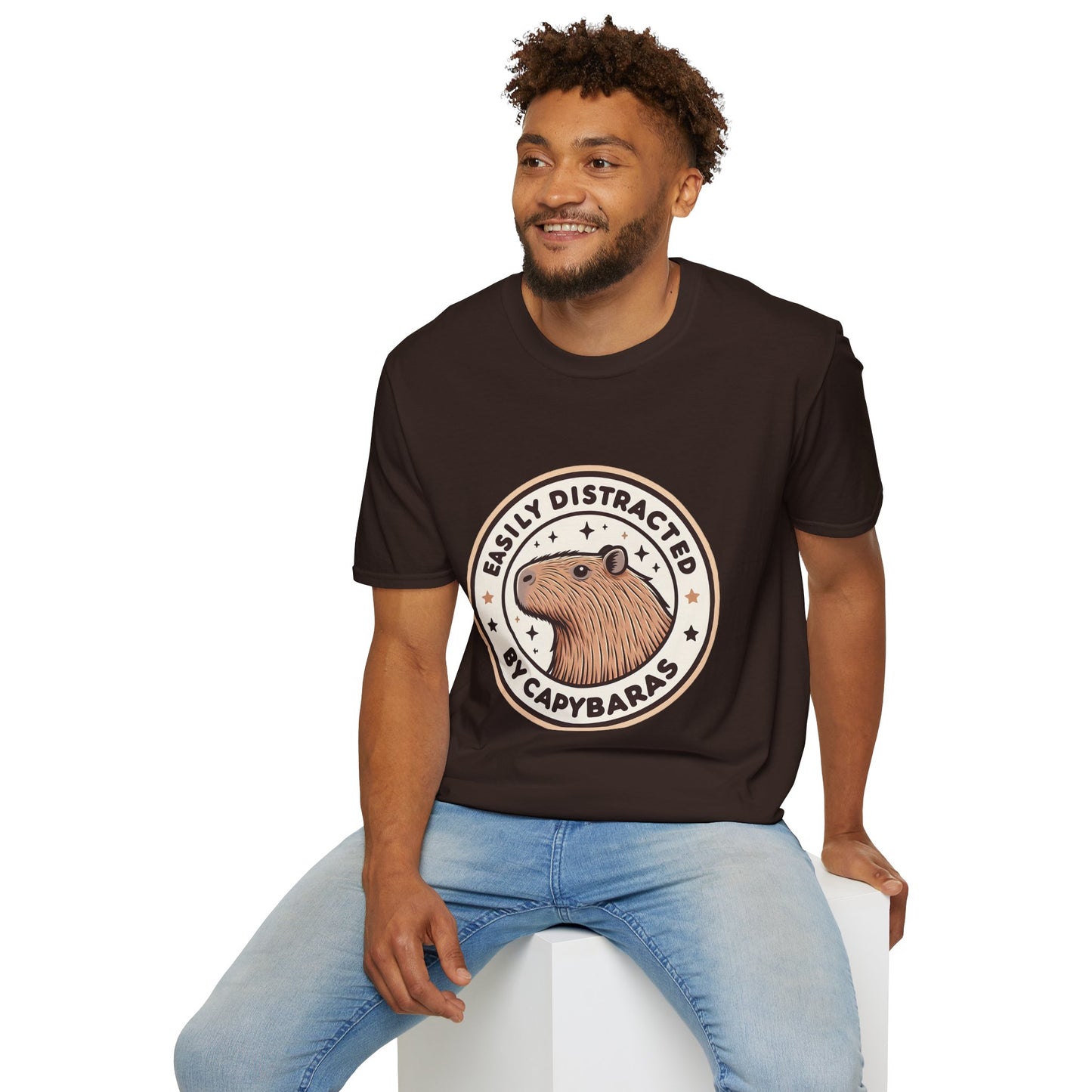 Funny Easily Distracted by Capybaras Unisex Tee