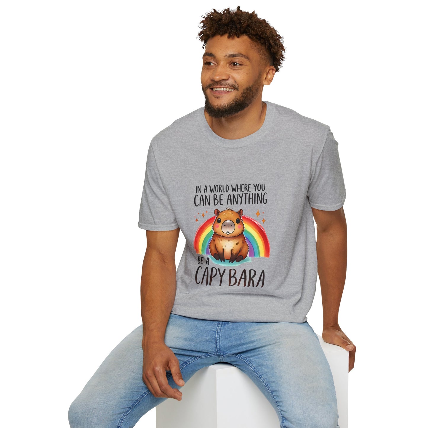 Be a Capybara Cute Rainbow Capybara Art Tee