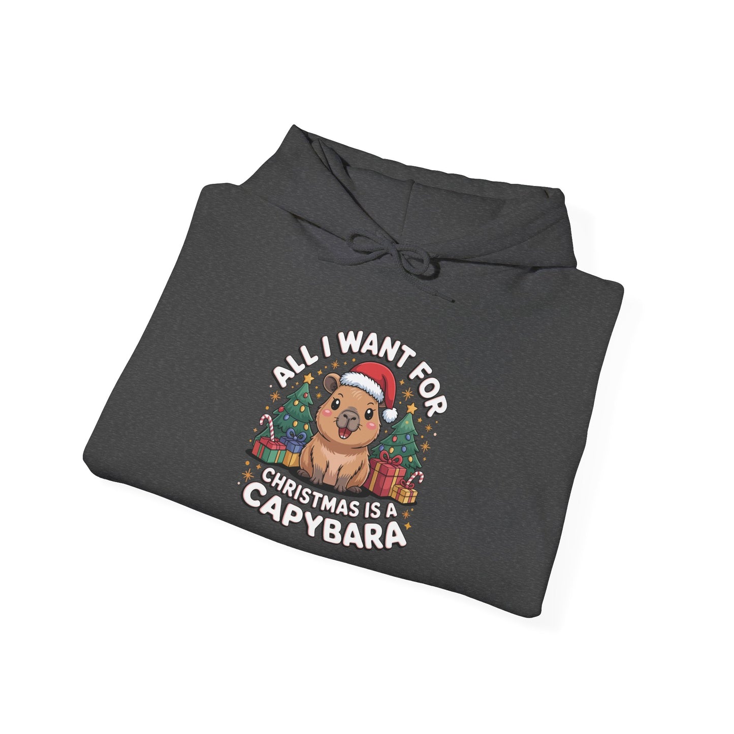 Capybara Christmas Hoodie — "All I Want for Christmas is a Capybara" Cute Holiday Hoodie
