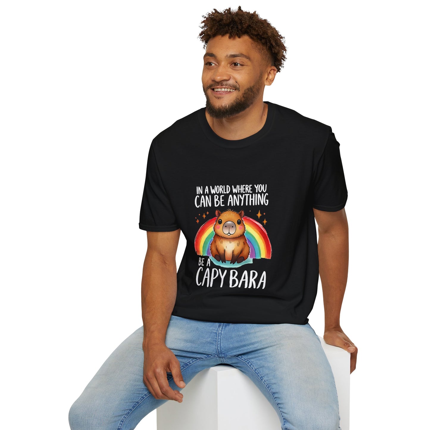 Be a Capybara Cute Rainbow Capybara Art Tee
