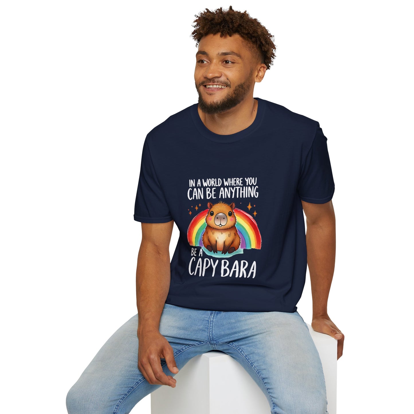 Be a Capybara Cute Rainbow Capybara Art Tee
