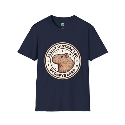 Funny Easily Distracted by Capybaras Unisex Tee