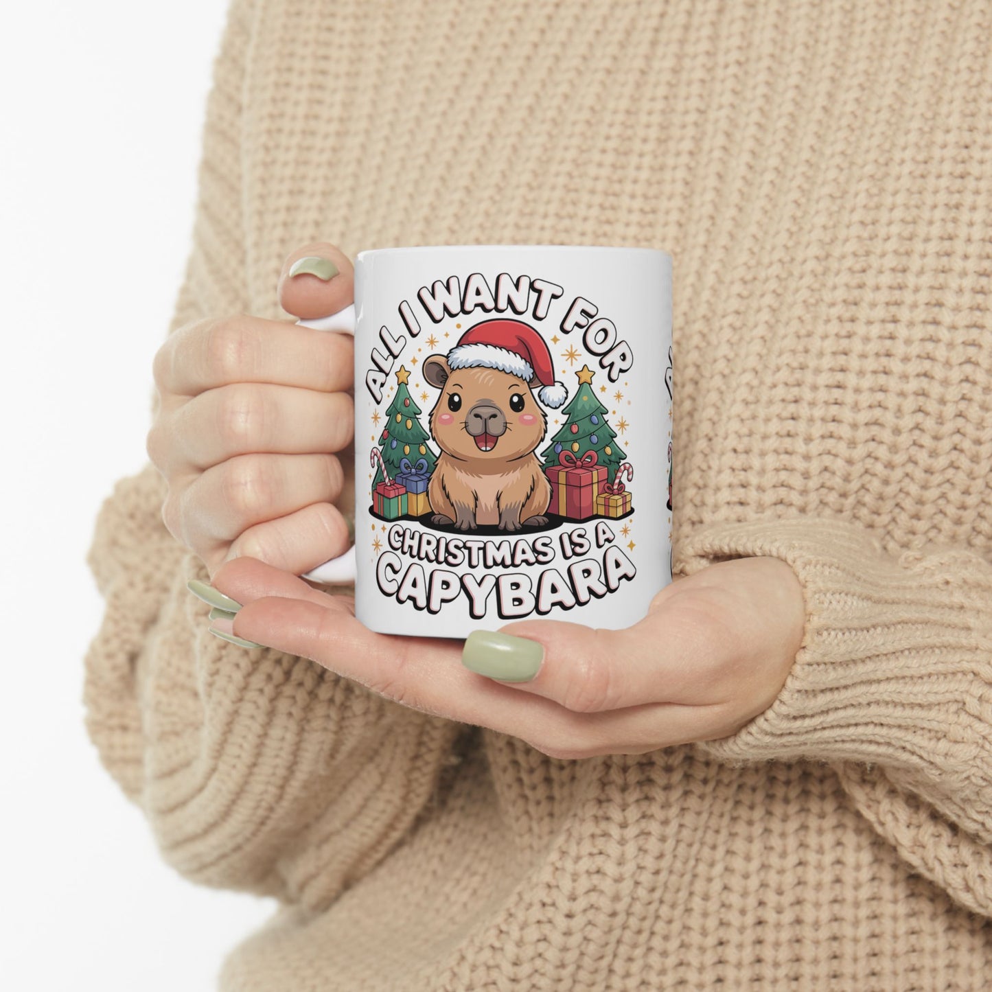 Christmas Capybara Mug — "All I Want for Christmas Is a Capybara" (11oz & 15oz)