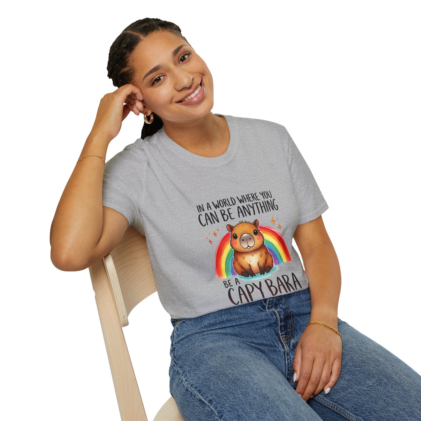 Be a Capybara Cute Rainbow Capybara Art Tee