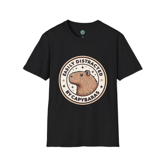 Funny Easily Distracted by Capybaras Unisex Tee
