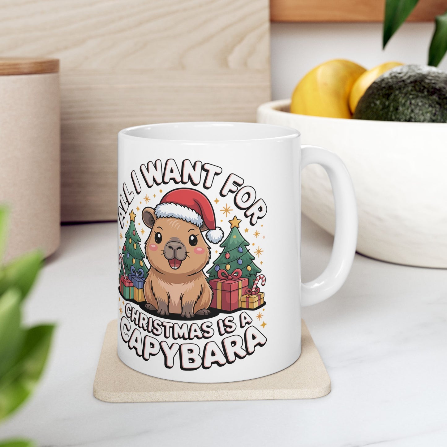 Christmas Capybara Mug — "All I Want for Christmas Is a Capybara" (11oz & 15oz)